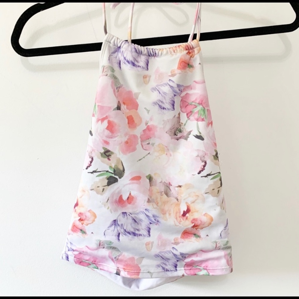 Kortni Jeane Swim Top Floral Water Color Medium